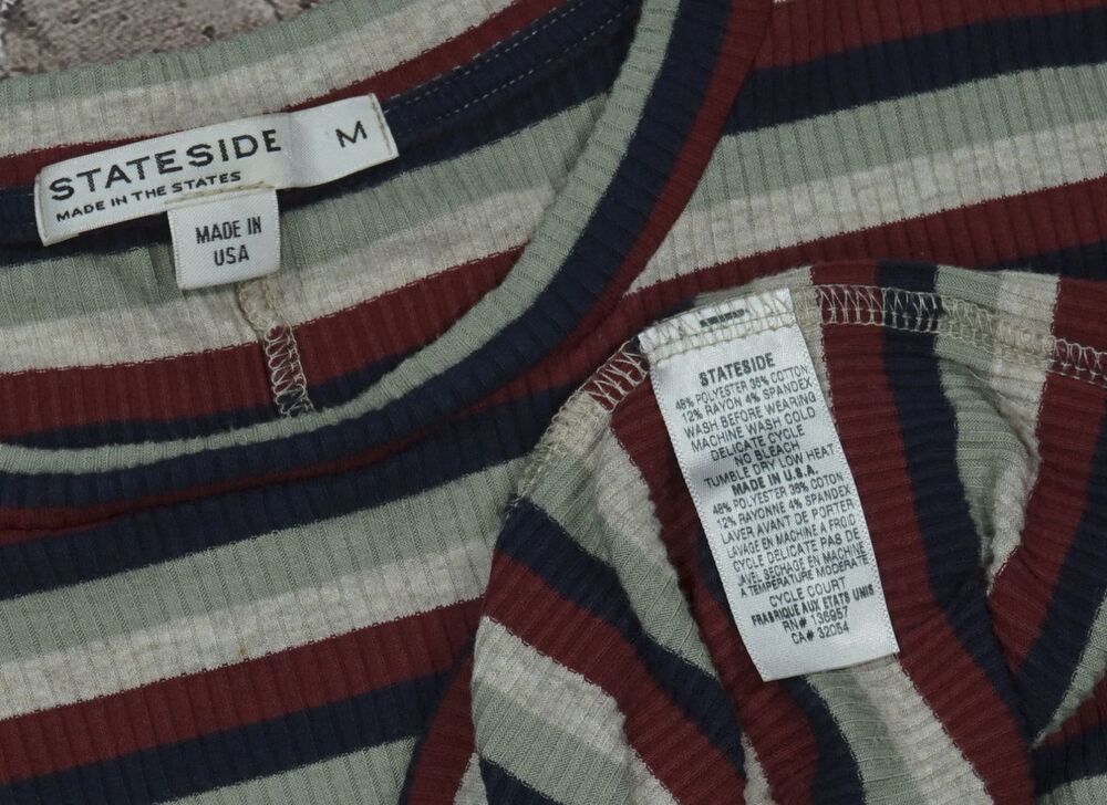 Stateside Made in USA T Shirt Dress Womens Medium M Striped Cotton Knit Casual - Picture 7 of 7